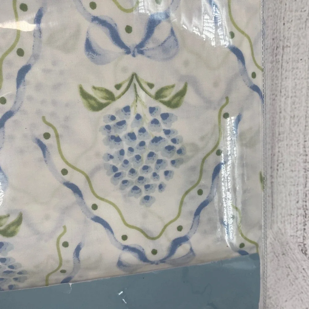 Kassatex Duvet Cover Set KING White Blue Floral Cotton Percale 300TC Hydrangea